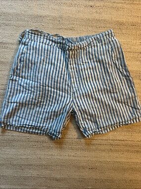 Victoria: Made with Love & Laughter Blue and White Striped Indian Cotton Shorts